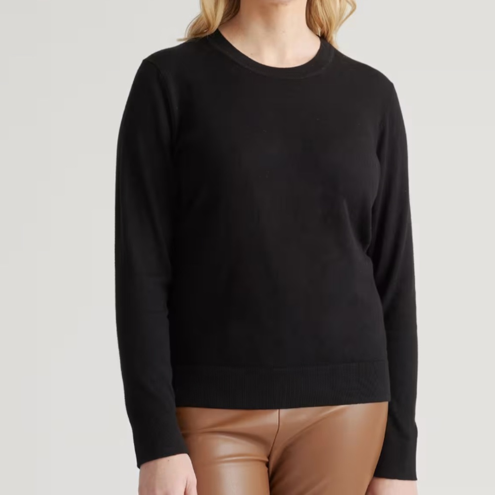 BNWOT Quince Women's Organic Cotton Blend Crewneck Sweater Small Black